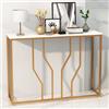 LIFEZEAL Tavolo Console, Effetto di Marmo, Consolle Moderno, Tavolo d'Ingresso, Telaio in Metallo, Piedini Regolabili, Salvaspazio, per Corridoio, Soggiorno, Entrata, Max 30kg, 110x30x80cm, Oro