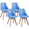 Brigros WeHome - Set 4 Sedie Candice, Sedie Sala Da Pranzo O Ufficio, Sedia Ergonomica, Seduta Imbottita Con Cuscino In Similpelle, Sedie Camera, Piedi In Legno Di Faggio, Arredamento Casa (Azzurro)