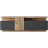 Rebecca Mobili Mobile Tv, Armadio Stand Tv, Color Rovere Grigio Scuro, Truciolato, per Salotto, Stabile, Stile Moderno - Misure HxLxP: 46,5 x 150 x 29,5 cm - Art. RE7078