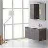 Kiamami Valentina - Mobile bagno sospeso 90cm grigio 3 ante, lavabo con vasca destra, specchio con pensile a sinistra | Manhattan