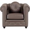 Totò Piccinni Poltrona CHESTER design vintage retrò classico trapuntata piedini in legno (Poltrona, Ecopelle Marrone)