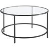 [en.casa] Tavolino Rotondo da Salotto con Piano in Vetro Tavolo Basso Circolare da Caffè con Telaio in Acciaio per Soggiorno Sala Ø 84 x 46 cm - Nero