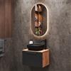 Planetmöbel Astra Set mobili bagno con mobile sottolavabo 60 cm, rovere dorato antracite, lavabo da appoggio 42 cm nero