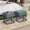 [en.casa] Set 2 Pouf 2in1 Reversibili Impilabili Seduta Imbottita e Piano Rigido in MDF Telaio in Metallo Tavolino Poggiapiedi Sgabello Rettangolari 38x38x38 cm Verde