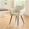 [en.casa] Poltrona Sedia per Sala Pranzo Studio Poltroncina con Braccioli e Schienale Poltrona in Stile Trapuntato Rivestimento in Tessuto - Beige