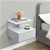 [en.casa] Comodino da Parete con Cassetto e Ripiani Portaoggetti Mensola da Muro 40x35x31 cm Mobiletto Sospeso per Camera da Letto Ingresso - Bianco