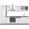 Vicco Cucina componibile R-Line, Bianco lucido/antracite, 300 cm senza piano di lavoro, adatto per l'espansione personalizzata tramite moduli aggiuntivi