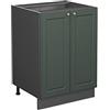 Vicco Mobiletto base cucina Fame-Line, Verde-oro rustico, 60 cm senza piano di lavoro, per la combinazione con altri moduli della serie Fame-Line