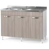 REDÒKASA Sottolavello per cucina componibile da 120 cm con tre ante, realizzata in legno 100% MADE IN ITALY (Con Lavello Vasche a Sinistra, Olmo)