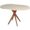 RAGABA Tavolo da pranzo ovale piccolo 100 x 75 cm, struttura a X, per 4 persone, in legno massiccio, moderno, salvaspazio, colore: beige