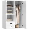 HOMCOM Armadio Guardaroba Moderno con 2 Cassetti, Ripiani Aperti Regolabili e Vano Appendiabiti, Guardaroba per Camera da Letto e Ingresso, 80x50x124 cm, Bianco