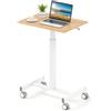 LIFEZEAL Scrivania mobile regolabile in altezza, scrivania seduto in piedi con ruote bloccanti, postazioni di lavoro per computer con molle a gas per computer, libri, 65 x 48 x 74,5-108,5 cm