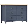 vidaXL Credenza Hill Grigia 125x40x80 cm Legno Massello di Pino