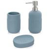 Inbagno Accessori Bagno da appoggio in Set Completo 3 Pezzi, Kit Accessori appoggio con Dispenser, portaspazzolini e Porta saponetta, in Ceramica, Linea Cup