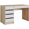 Vicco Scrivania Sherry, Sonoma/Bianco, 55 x 120 cm | con cassetti, adatto come postazione di lavoro per home office o studio