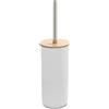 Inbagno Scopino Bagno Bianco da appoggio, in ABS e Legno bambù, Linea Surf