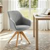 Zouron Sedia da pranzo con gambe in legno, sedia girevole(finitura cotone e lino), sedia da cucina, sedia da soggiorno con braccioli, sedia da ufficio a casa, grigio