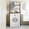 HUOLE Scaffale da bagno, mobile da bagno, mobile portaoggetti WC con sistema anti-ribaltamento, ripiano superiore della lavatrice, 65 x 25 x 160 cm, nero