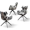 PAZZO DESIGN Poltrona imbottita Girevole Ornella con Poggiatesta e Braccioli, Set Da 1, Bianco/Nero, Poltrona Tessuto, Relax, Lettura, Comoda, Gambe Metallo, Sala da Pranzo, Ufficio - id_2342