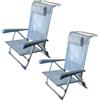 PALUPLUS 2 Spiaggine Pieghevoli con Braccioli, Misura 55x46x80 cm, Struttura Alluminio, Reclinabile in 7 Posizioni, Cuscino Poggiatesta, Sedia per Spiaggia, Piscina, Portata 100Kg -8232C (Azzurro)