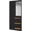 Vicco Appendiabiti da parete Jochen, Nero/quercia, 70 x 150 cm con specchio, da parete con ripiano per scarpe e borse