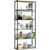 AKORD Libreria Industrial Style a 6 Ripiani 80 cm | Libreria Ferro e Legno | Struttura a Scaletta | Scaffali autoportanti per Ufficio, Cucina, Bagni, Soggiorni | Biblioteca Nero/Rovere Artisan