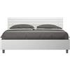 BS COM Letto matrimoniale contenitore 160x190 testata dritta con doghe bianco frassino