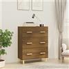 SKTQYQO Credenza Rovere Marrone 70x34x90 cm in Legno Multistrato con 3 Cassetti, Mobile per Soggiorno e Ingresso, Facile da Pulire, Design Classico e Stabile con Montaggio a Parete