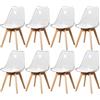 HJhomeheart Set di 8 Sedie da Pranzo Moderne Trasparenti, Sedie da Pranzo Imbottite Rimovibili, Sedie da Cucina dal Design Scandinavo (PU-Bianco)