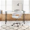 Yellowshop Scrivania ROUND in Vetro Temperato e Acciaio, Gambe Nere, 120x60x76 cm