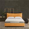 EVERGREENWEB MATERASSI & BEDS EVERGREENWEB - Letto Piazza e Mezza con Box Contenitore, Materasso Memory + Rete a Doghe in Legno 120x195 cm + Cuscino GRATIS, Elegante Testiera color Ocra, Tessuto Imbottito SFODERABILE e Lavabile