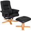 tectake® Poltrona TV Relax Reclinabile, Poggiapiedi, Ecopelle, Schienale Regolabile, Imbottitura Confortevole, Girevole a 360°, Piedini in Legno Robusti, 95x78x75-100 cm - Base a Croce, Nero/Beige