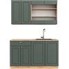 Vicco Cucina completa Fame-Line, Quercia verde-oro Country/oro Power, 140 cm, PL Rovere, per la libera combinazione con moduli cucina aggiuntivi