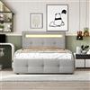 MSMOK Letto imbottito, 90 x 200 cm, con luci a LED, 2 cassetti, imbottitura in lino delicata sulla pelle, letto singolo, letto per ragazzi (grigio)