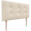 DHOME Testiera Capitone imbottita in similpelle o tessuto Acualine con gambe in legno di pino spessore 8 cm Testiere letto imbottite trapuntate Capitone (Similpelle Vaniglia, 90 (80/90))