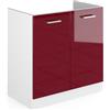 Vicco Mobile lavello cucina R-Line, Rosso lucido, 80 cm senza piano di lavoro, per la libera combinazione all'interno di sistemi cucina modulari