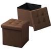 WOLTU Sedia a Cubo Pouf Sgabello Pieghevole Cassapanca Contenitore Poggiapiedi in MDF Oxford Lino Marrone 2 Pz