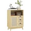 HOMCOM Mobile contenitore con 3 cassetti e ripiano regolabile su tre livelli, con piedini antiscivolo, per soggiorno, cucina 60 x 30 x 81 cm, legno naturale