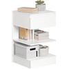 SoBuy Comodino Camera da Letto - Comodino con 1 Cassetto e 2 Ripiani, Tavolino Salotto - Moderna Cassettiera L39 x P39 x A65 cm Bianco FBT49-W