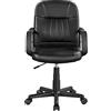 Yaheetech Sedia/Poltroncina da Ufficio Scrivania Girevole a Rotelle Ergonomica in Ecopelle Imbottita Altezza Regolabile con Braccioli Portata 123 kg Nera
