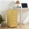 [en.casa] Cassettiera in Acciaio con Rotelle Mobile Archivio Schedario 69 x 28 x 41 cm Mobile da Ufficio con 5 Cassetti - Giallo