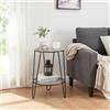[en.casa] Tavolino da Divano Tavolo a Consolle con 2 Piani Rotondi e Gambe a Forcina Tavolino in Stile Industriale - Effetto Rovere/Nero