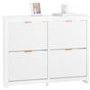 SoBuy Scarpiera Slim Salvaspazio Bianca - Scarpiera Ingresso 4 Ante a Ribalta, Mobiletto Portascarpe Slim 8 Scomparti per Corridoio e Camera - MDF, 104x23x82cm, FSR186-II-W