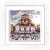 Lupia - Quadro moderno con paesaggi e localismi italiani, Ceramica e Stampa Rilievo, Cornice Legno Shabby Modern bianca, Decorazione Parete, Quadretti Soggiorno, 29x29 cm, BOLOGNA SANTA MARIA MAGGIORE