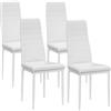 buybyroom set 4 sedie sala da pranzo Bianco, sedie cucina moderne con gambe in metallo sedie imbottite, Semplici da montare adatto per sala da pranzo, soggiorno, cucina