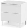 Arreditaly Comodino Con 2 Cassetti Cassettiera Settimino Mobile Da Camera Da Letto Moderno Mobiletto Con Piedini Struttura Compatta in Melaminico Antigraffio Montaggio Facile 50 x 34 x 39 Cm Bianco Lucido