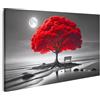 islandburner Prime Quadro su tela Albero Rosso Luminoso su una Spiaggia Monocromatica con Luna Immagini per Parete Poster