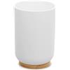 Inbagno Bicchiere portaspazzolini Bianco da Bagno, ABS e Legno bambù, Linea Surf