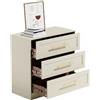 UEV Cassettiera Moderna con 3 Cassetti, Cassettiera Camera da Letto in Design Elegante con Maniglie Dorate, Cassettiere Scrivania con Scorrimento Fluido, 80 x 40 x 78 cm, Beige