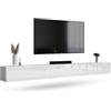 Planetmöbel Mobile TV West, porta TV lungo 300 cm, mobiletto TV sospeso o da appoggio, mobile TV per soggiorno, 3X mobile porta TV 37,8 x 100 x 30 cm, bianco